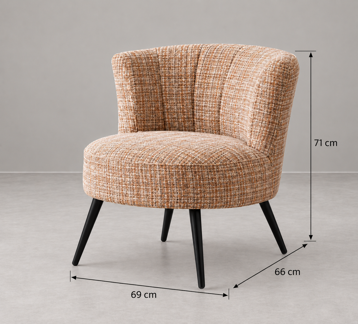 MARBLED FABRIC-METAL LOUNGE CHAIR 69 X 66 X 71 CM