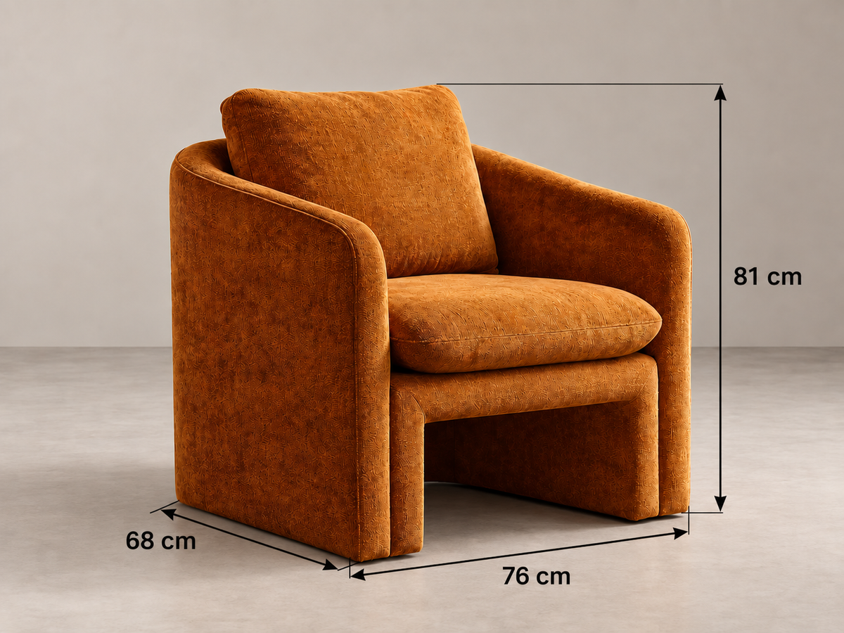 Guía de medidas de OCHRE FABRIC-WOOD ARMCHAIR 76 X 68 X 81 CM