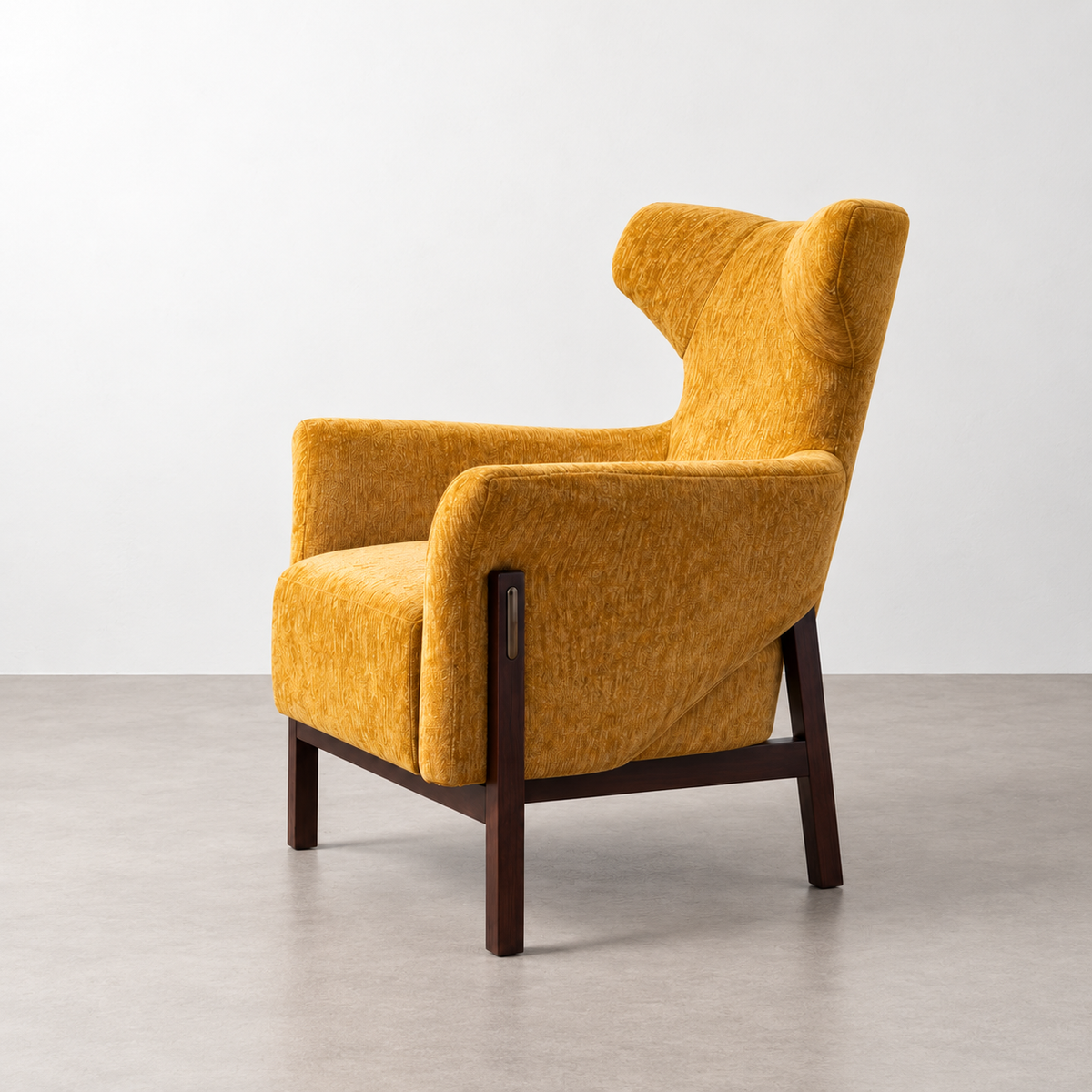 Sillón Ivo IXIA-615443 mostaza — vista lateral