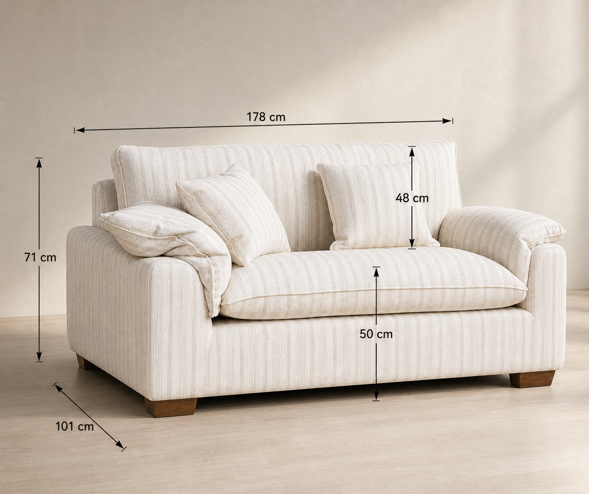 SOFÁ 2 PLAZAS RAYAS CREMA TEJIDO 178 X 101 X 71 CM