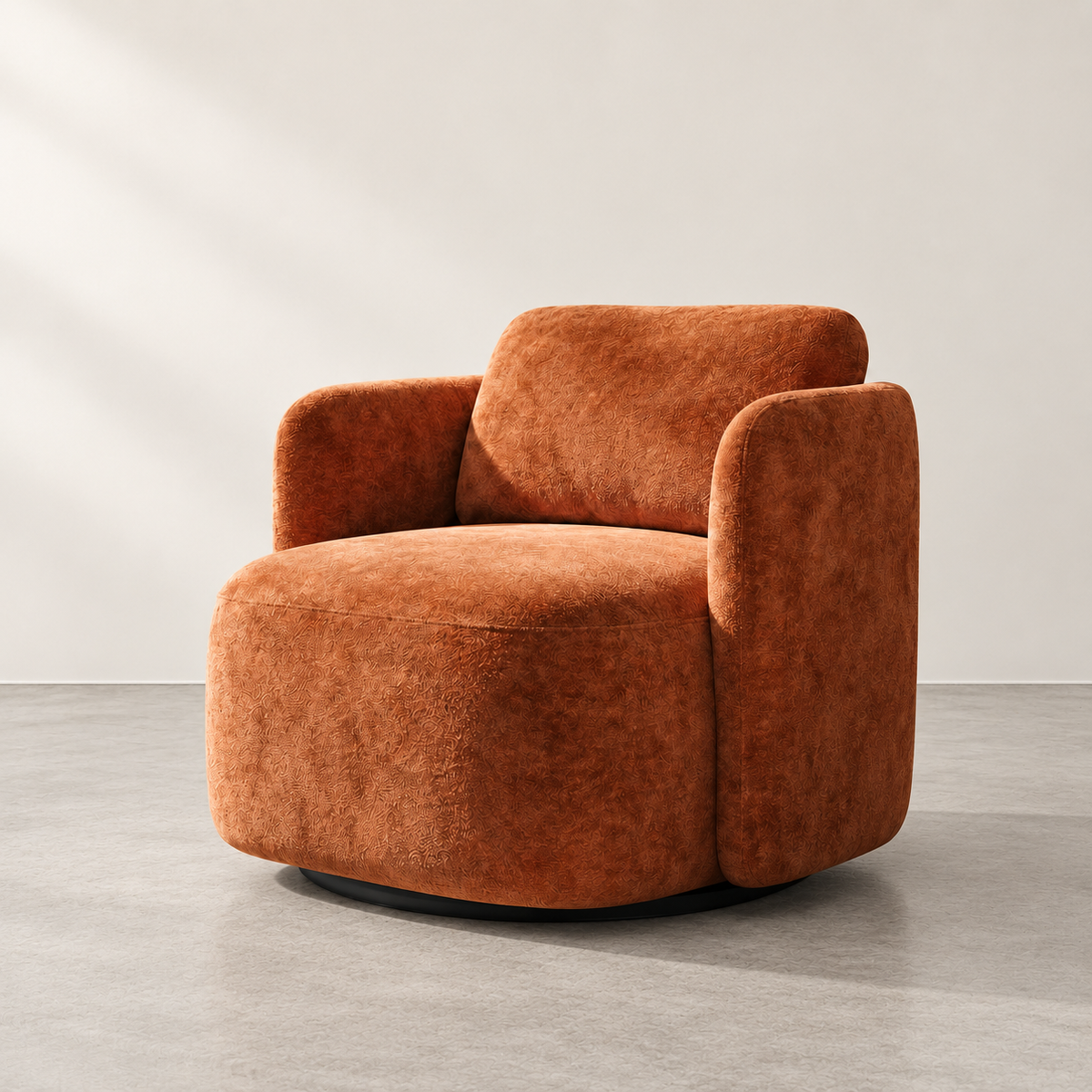 SWIVEL ARMCHAIR TERRACOTTA FABRIC LOUNGE 87 X 85 X 66 CM