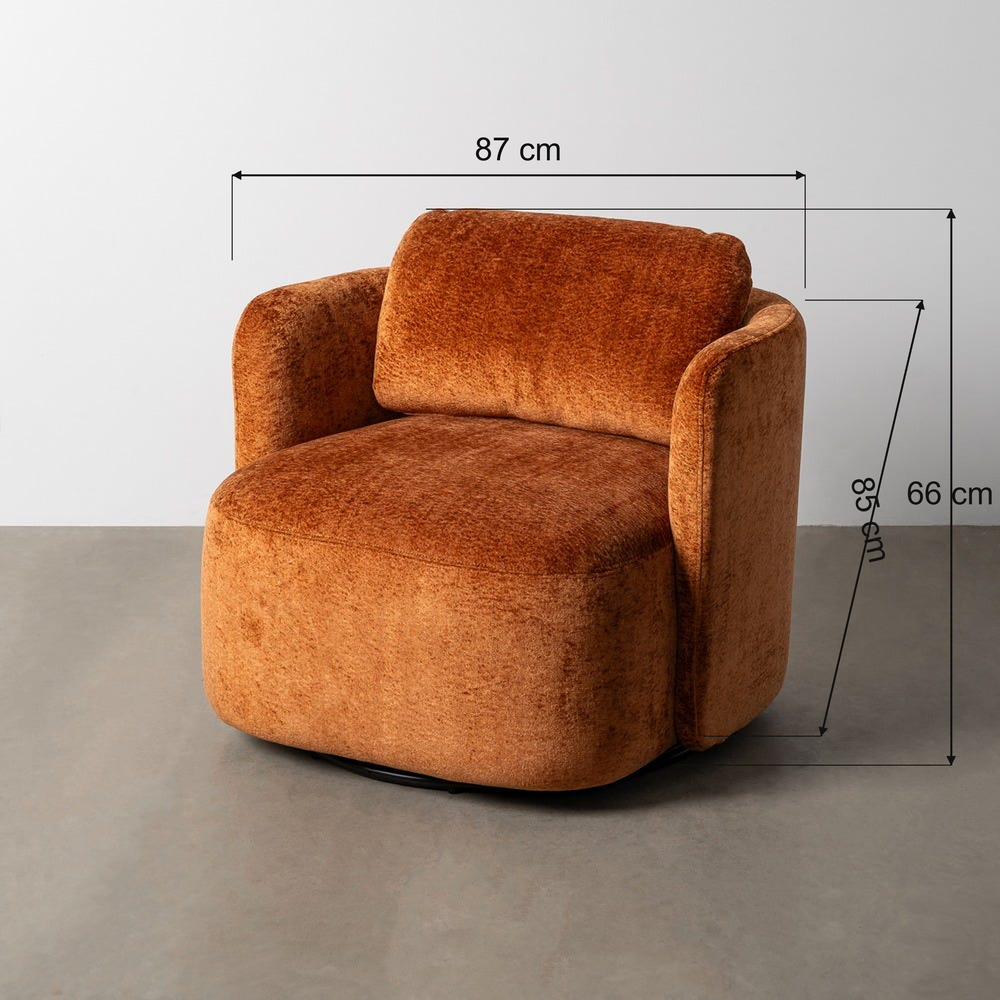Guía de medidas de SWIVEL ARMCHAIR TERRACOTTA FABRIC LOUNGE 87 X 85 X 66 CM