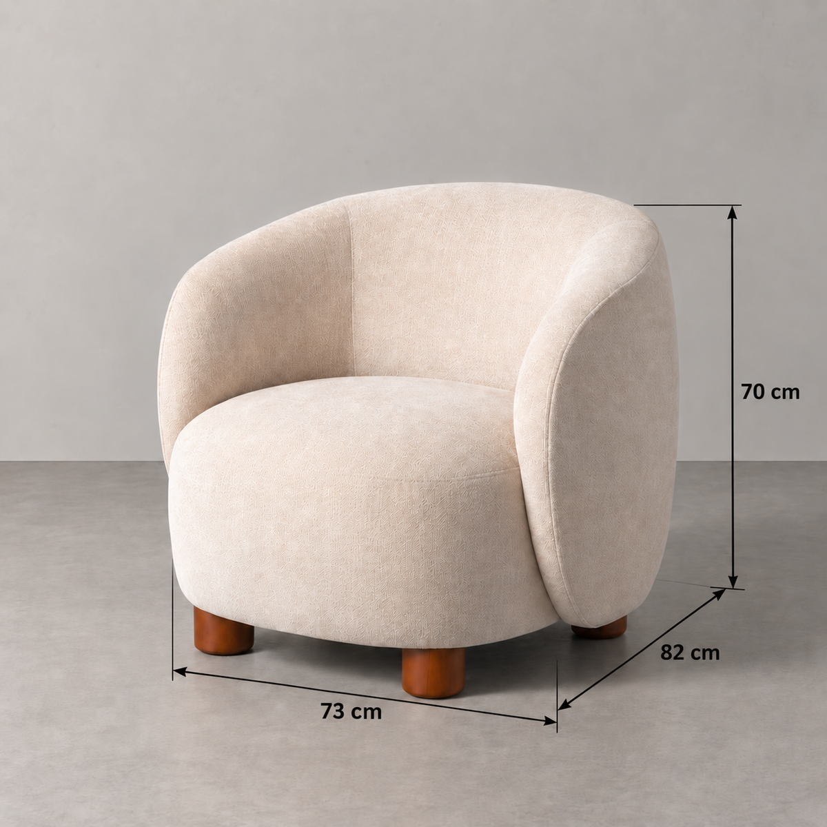 CREAM ARMCHAIR FABRIC-METAL 80 X 82 X 62 CM