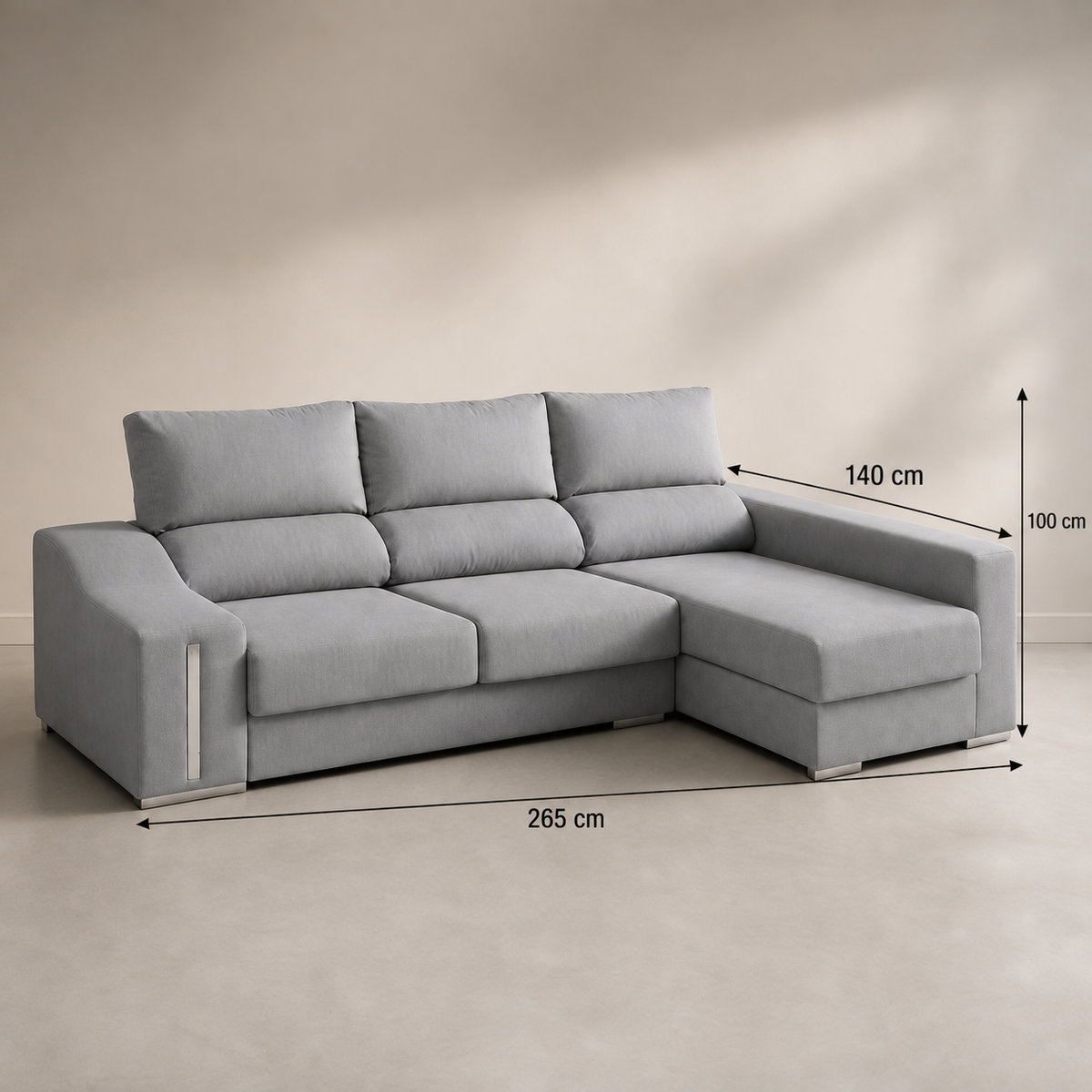 Guía de medidas de Sofá Chaise Longue Malaga