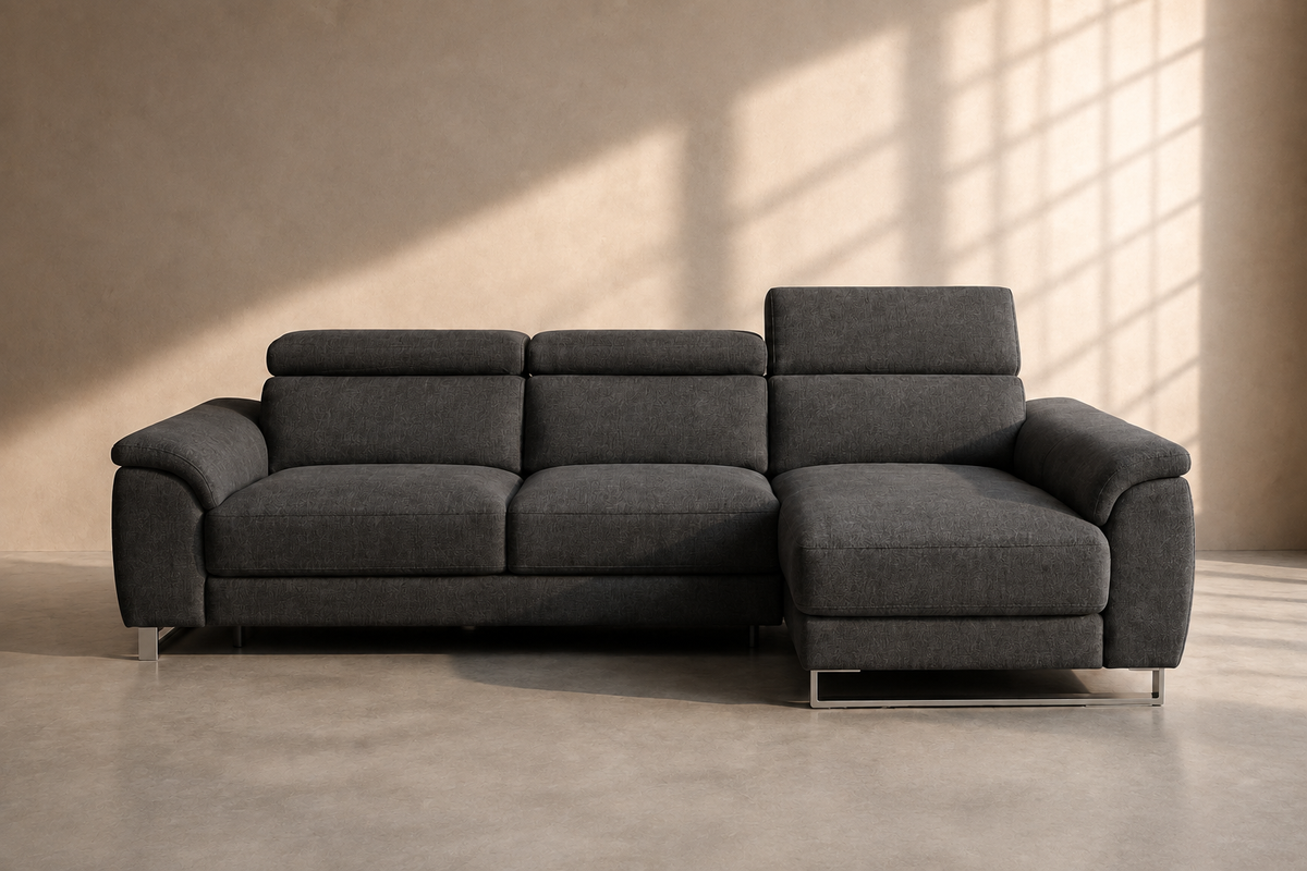 Sofá chaise longue Río Cairo Grafito, vista ambiente