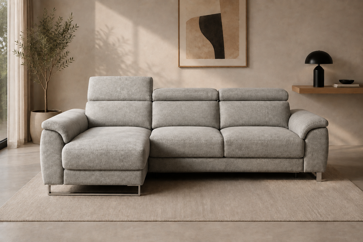 Sofá Río Edi Plata, chaise longue izquierda, vista ambiente