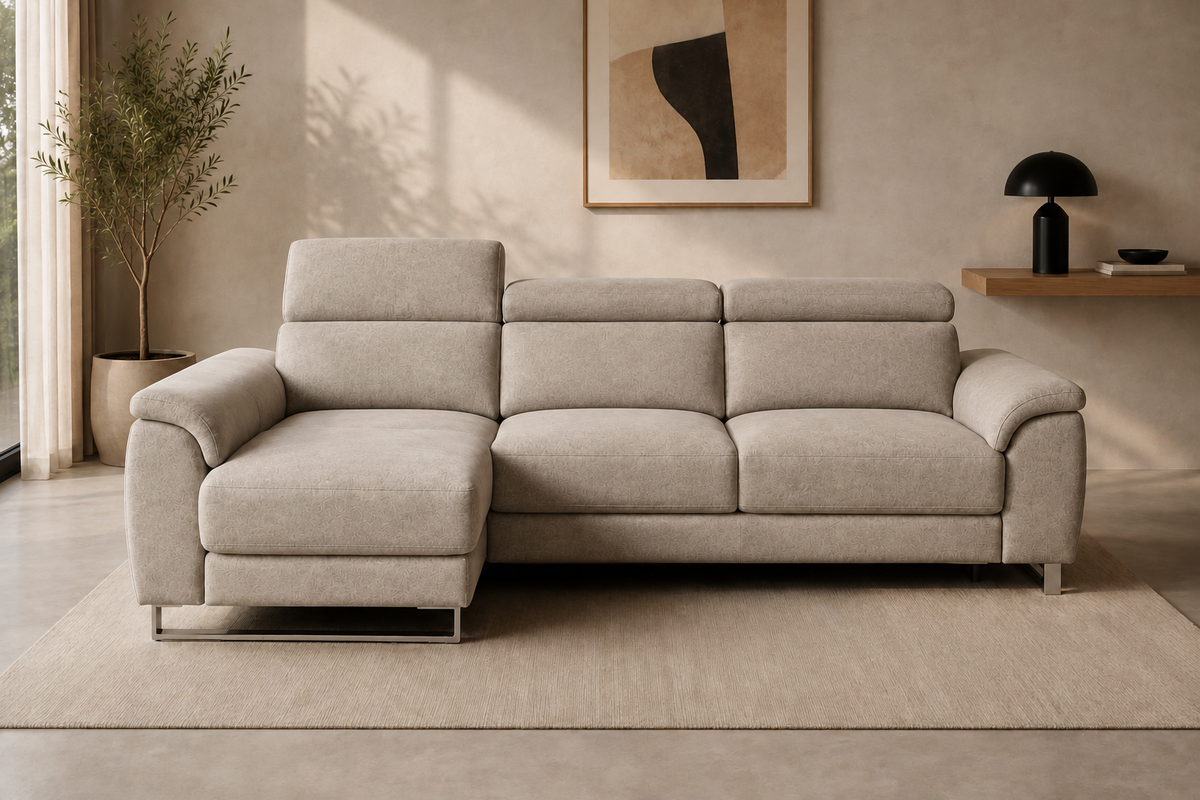 Sofá Río Magnol Piedra, chaise longue izquierda, vista ambiente