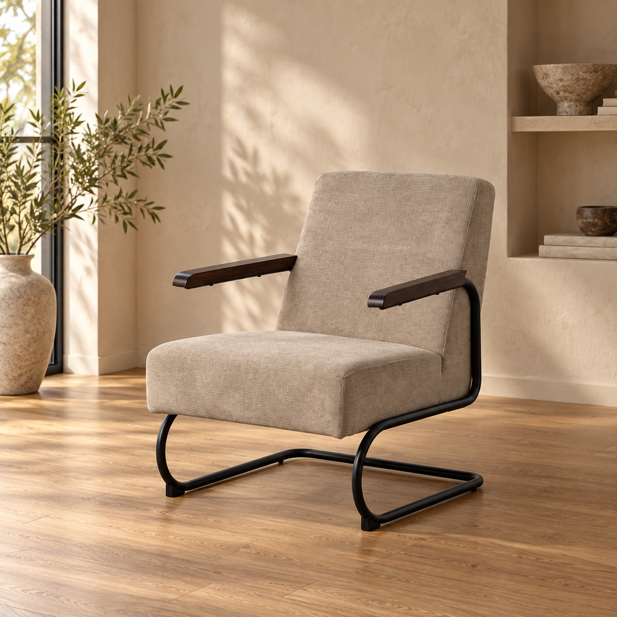 SILLÓN TAUPE METAL-TEJIDO 61 X 70 X 85 CM - ambiente