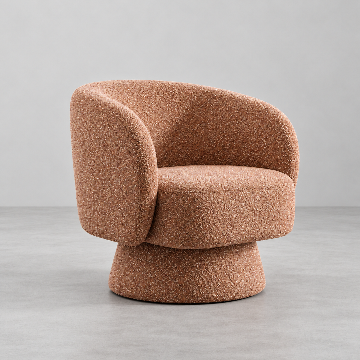 SALMON FABRIC SWIVEL ARMCHAIR LIVING ROOM 78 X 79 X 77 CM