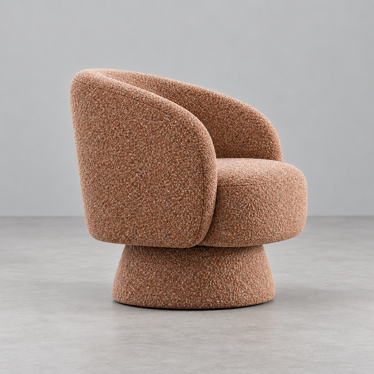 SALMON FABRIC SWIVEL ARMCHAIR LIVING ROOM 78 X 79 X 77 CM