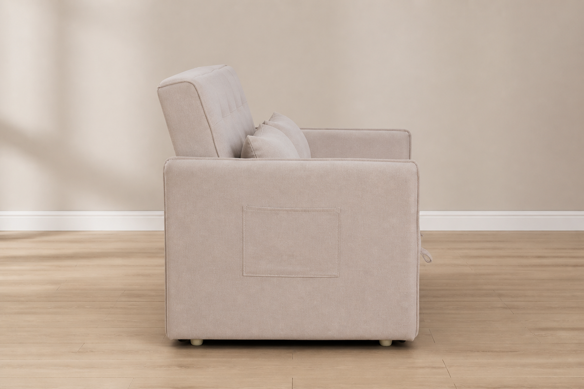 Sofá cama Bilbao beige - vista lateral