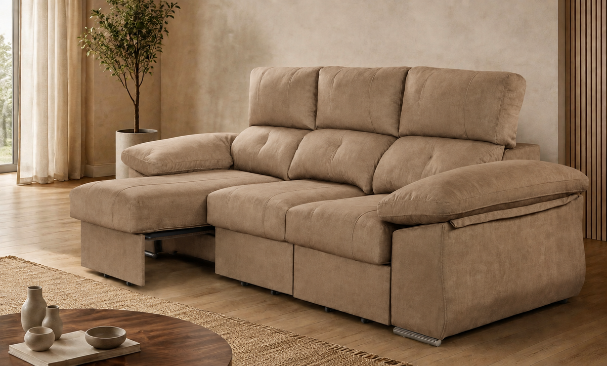 Sofá Chaise Longue Cupra derecha-beig-oscuro