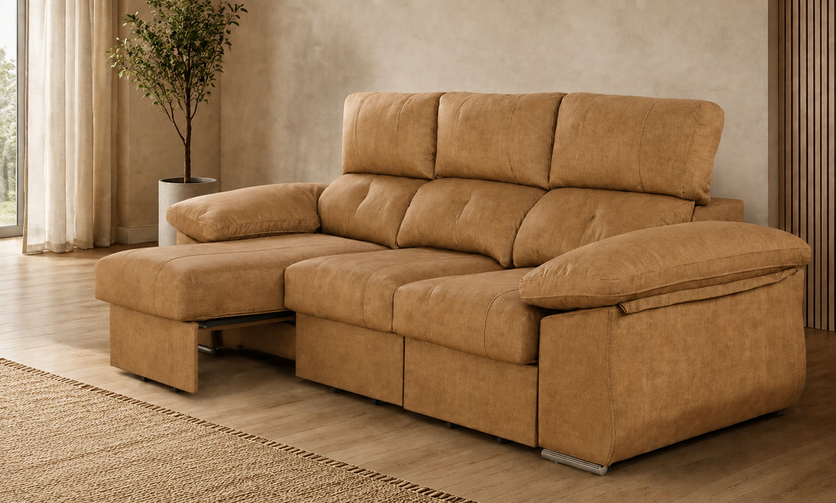 Sofá Chaise Longue Cupra derecha-camel