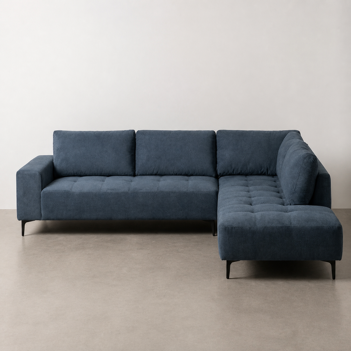 RIGHT CHAISE LONGUE SOFA BLUE 266 X 222 X 80 CM