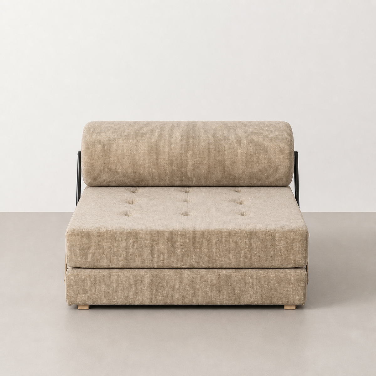 BEIGE WOVEN-WOOD SOFA LIVING ROOM 89 X 101 X 71 CM
