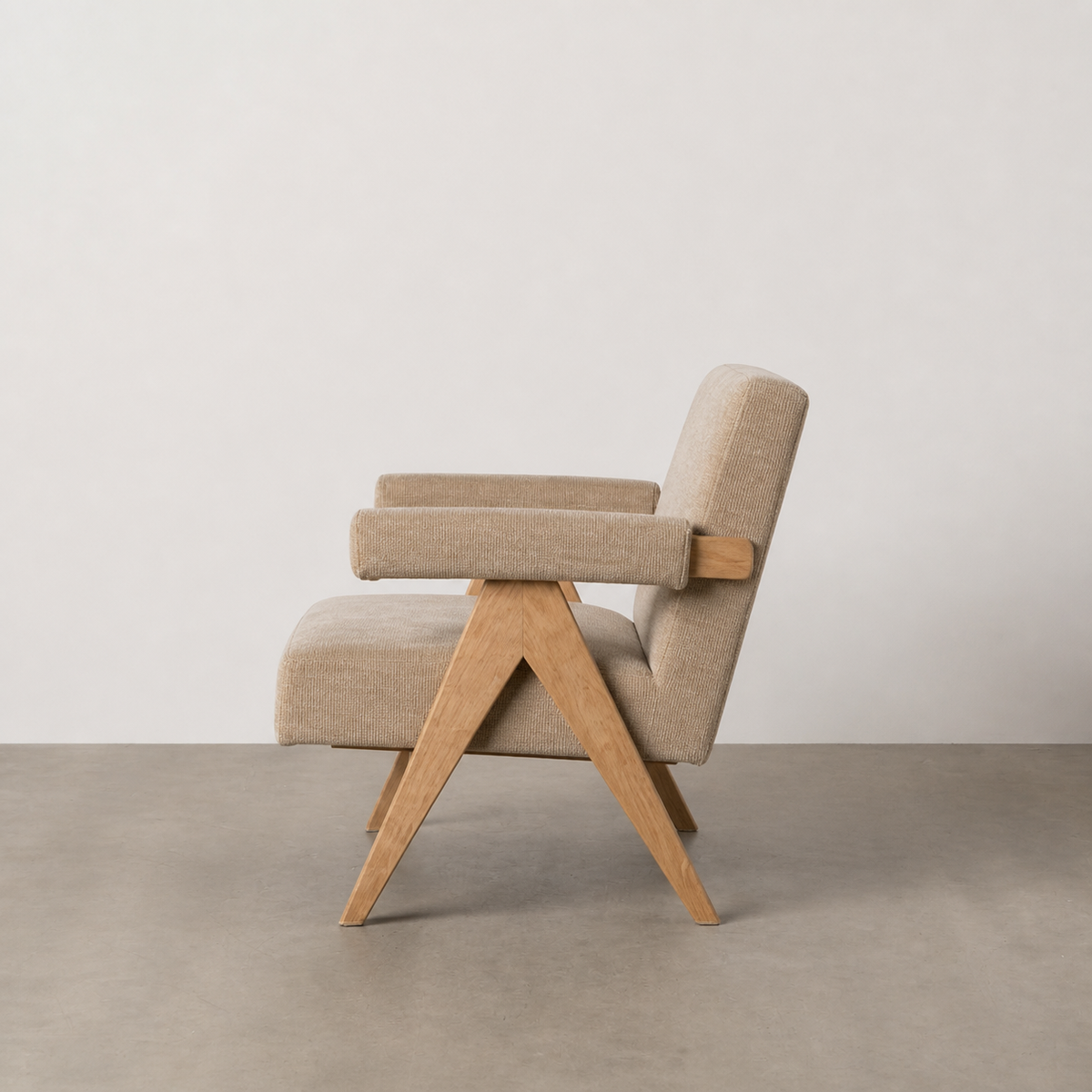 SOFÁ BEIGE TEJIDO-MADERA SALÓN 134 X 76 X 85 CM