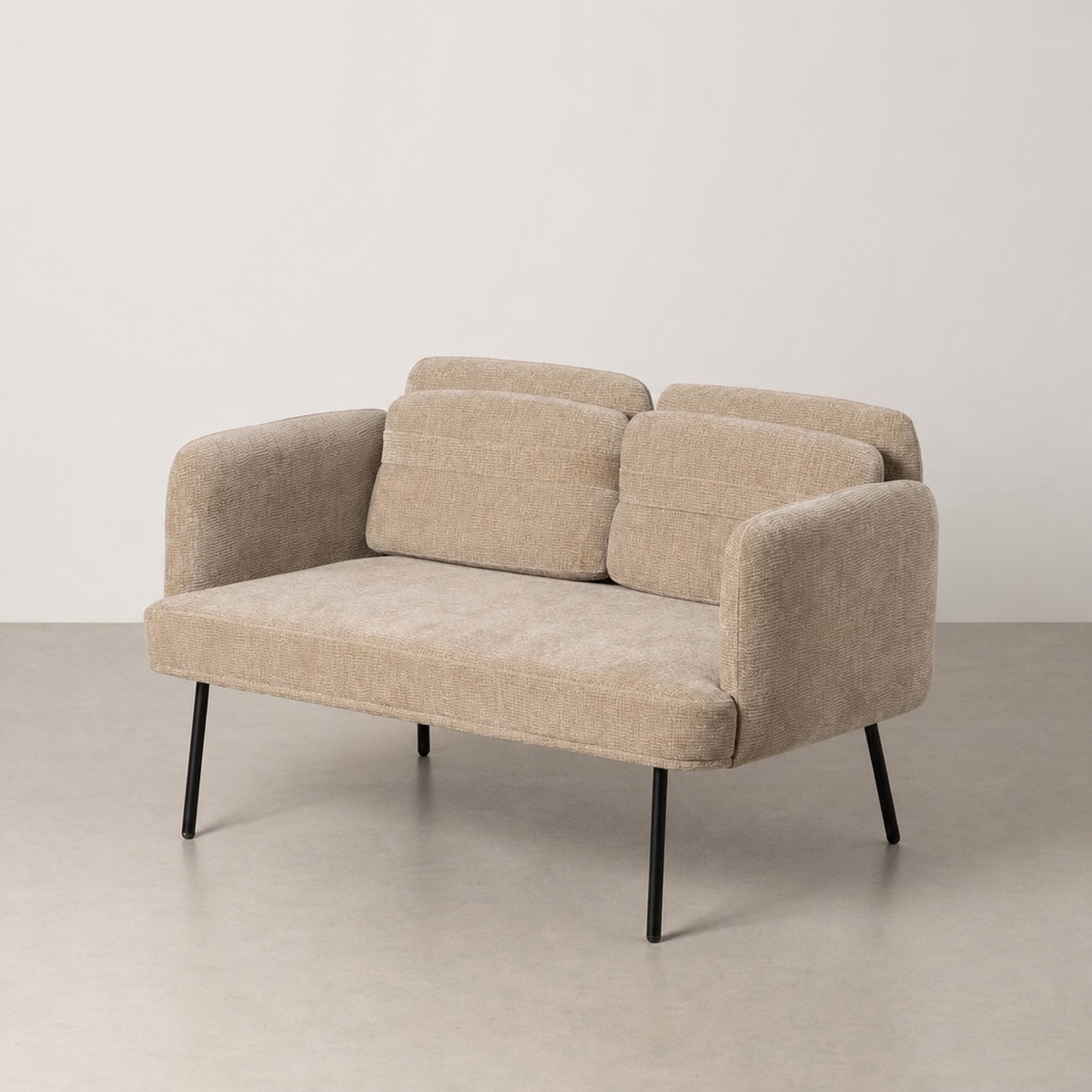 SOFÁ BEIGE TEJIDO-MADERA SALÓN 127 X 72 X 73 CM