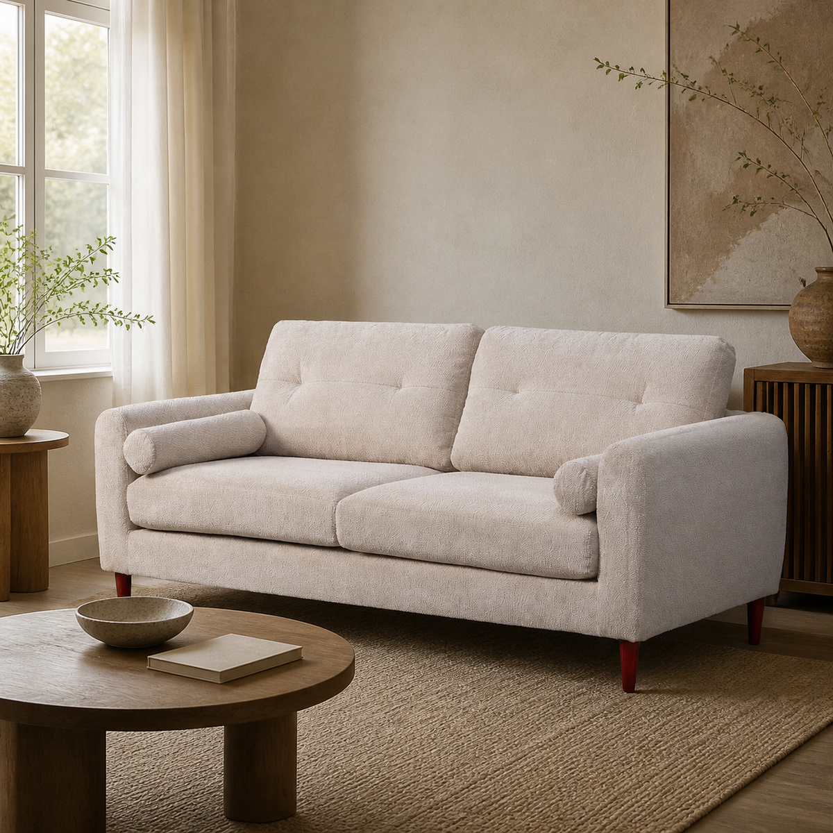SOFÁ CREMA TEJIDO SALÓN 195 X 87,50 X 89 CM