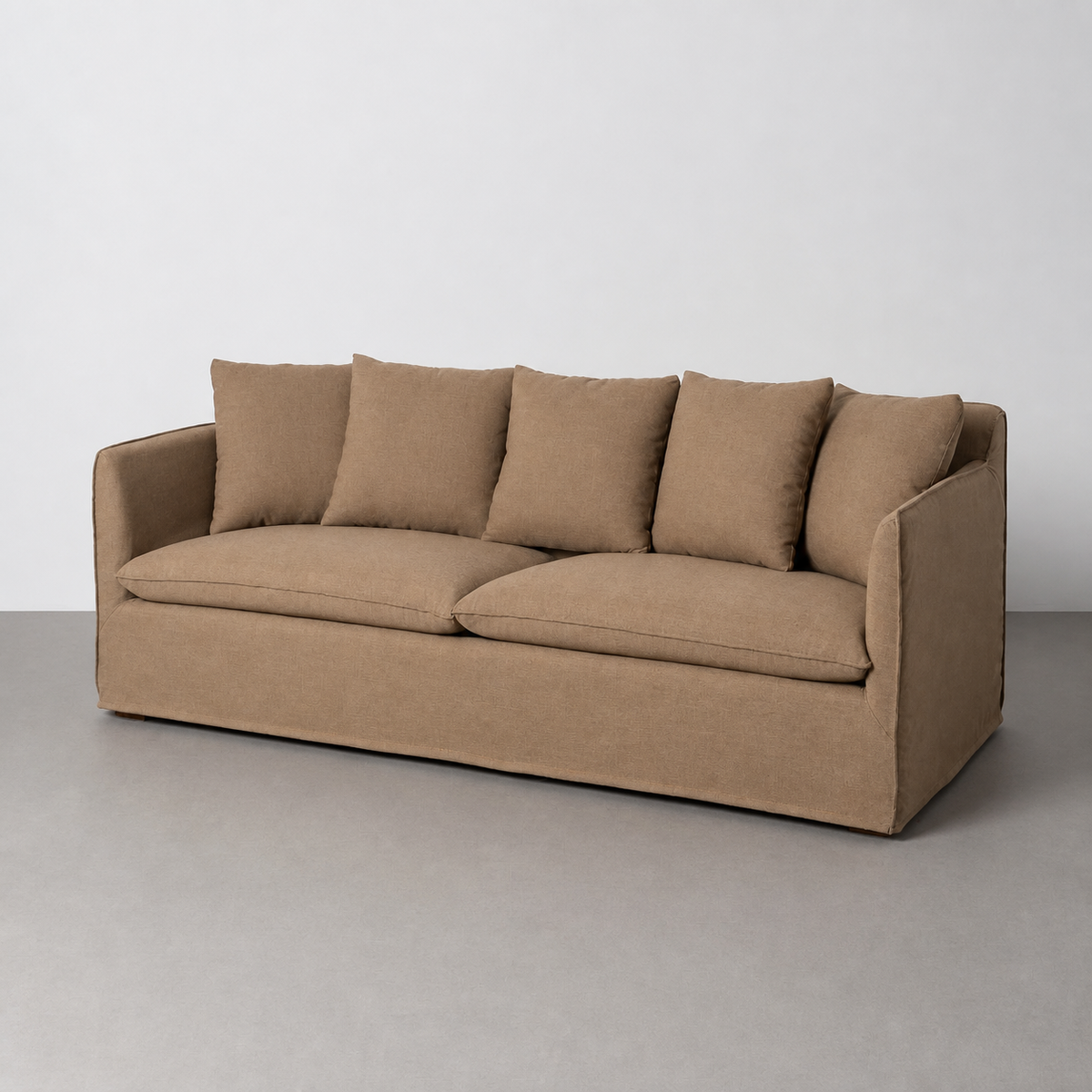 BROWN FABRIC SOFA LIVING ROOM 215 X 92 X 78 CM