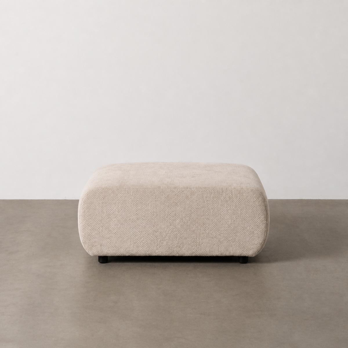BEIGE FABRIC POUFFE LIVING ROOM 66 X 87 X 39 CM