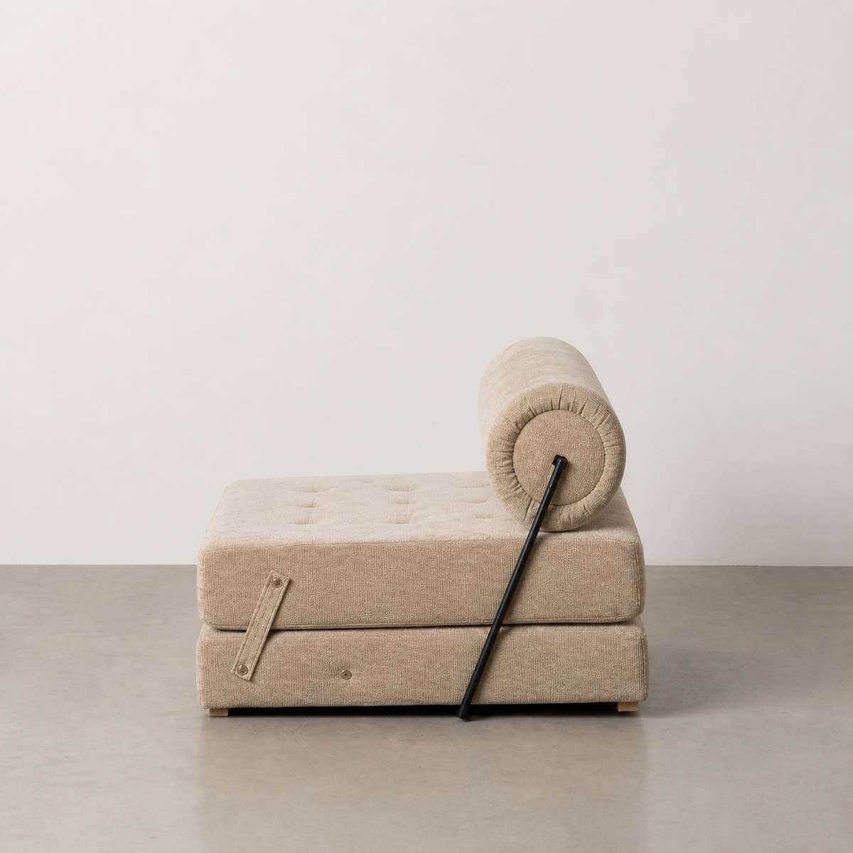 BEIGE WOVEN-WOOD SOFA LIVING ROOM 89 X 101 X 71 CM