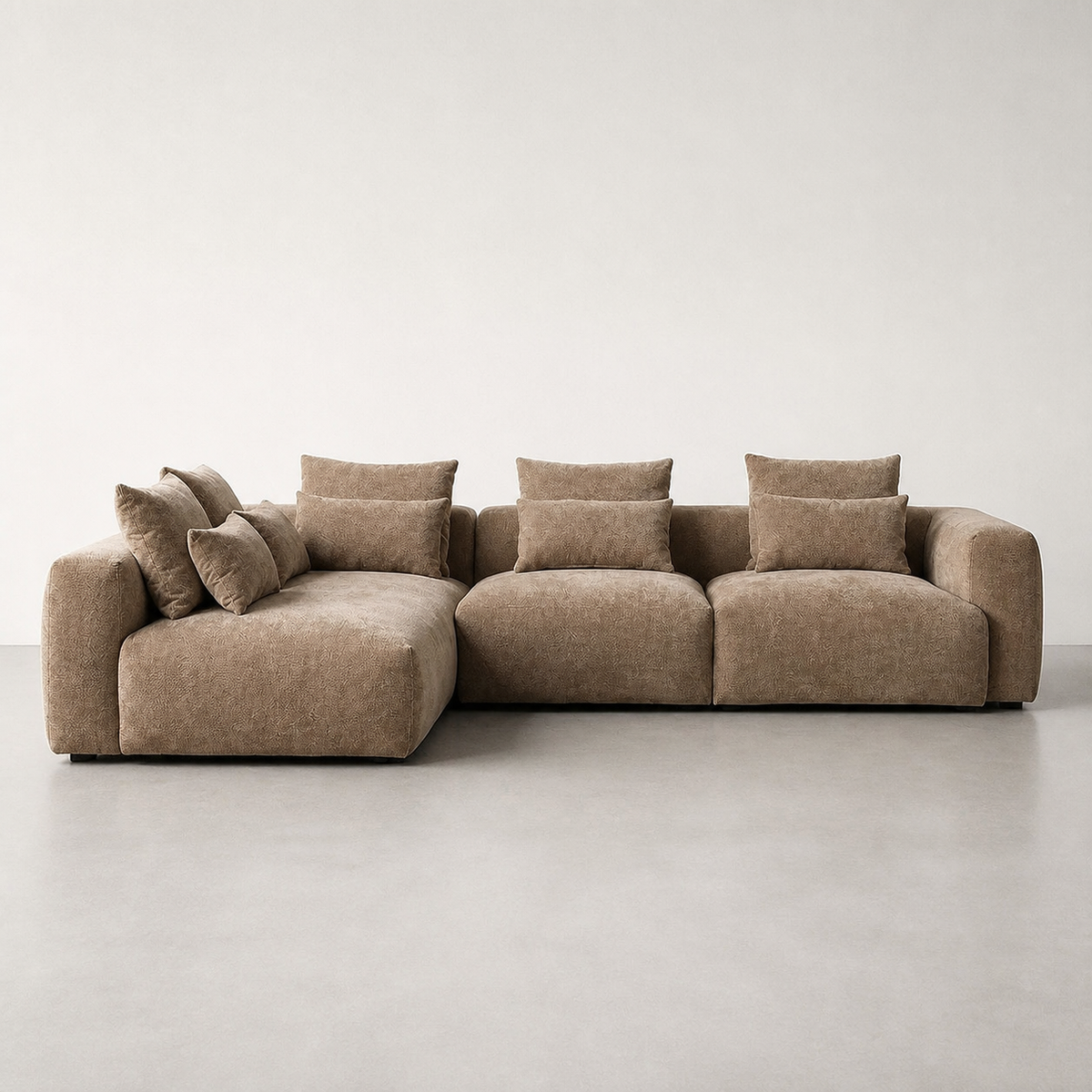 BEIGE LEFT CHAISE LONGUE SOFA 307 X 202 X 81 CM