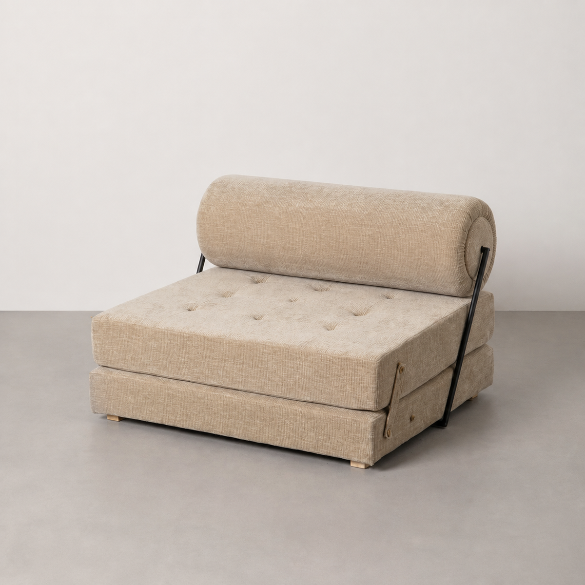 BEIGE WOVEN-WOOD SOFA LIVING ROOM 89 X 101 X 71 CM