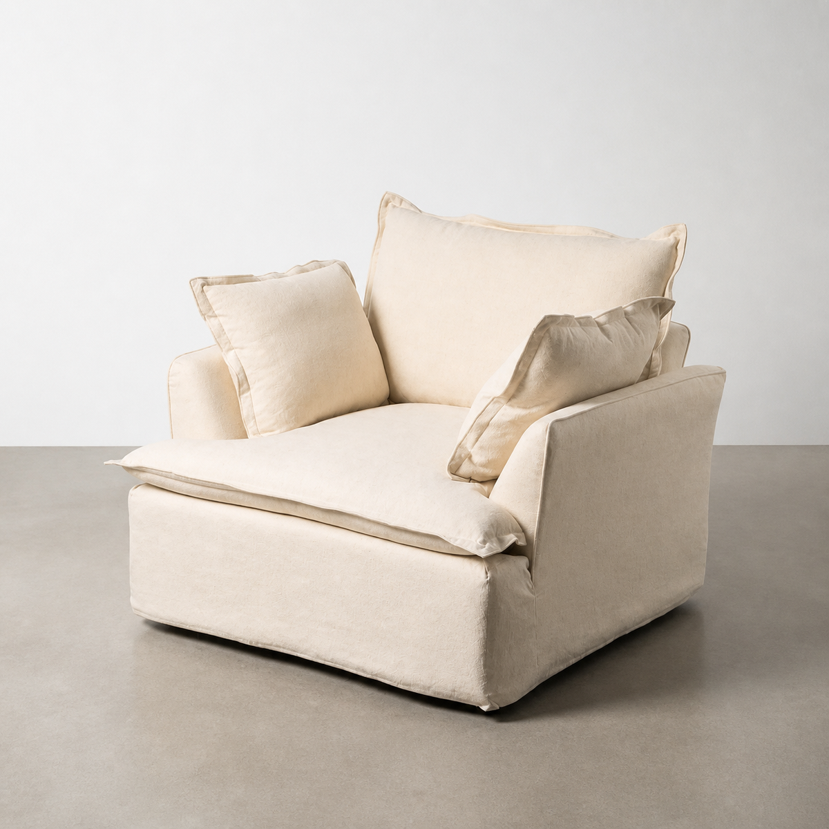 SILLÓN BEIGE MADERA / TEJIDO SALÓN 115 X 109 X 97 CM