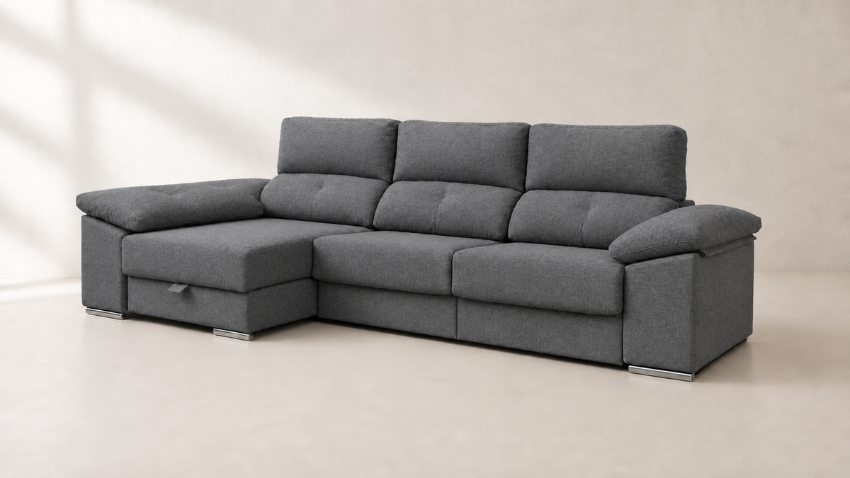 Chaise longue Golf — vista 3/4 izquierda — Cairo Grafito