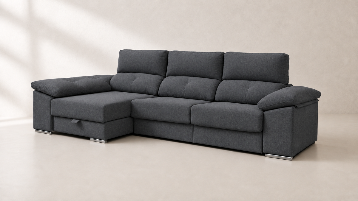Chaise longue Golf — vista 3/4 izquierda — EDI Plomo