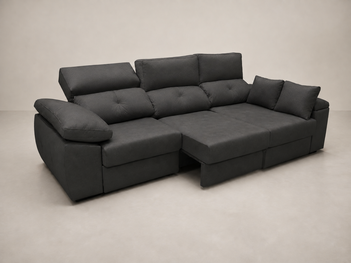 Chaise longue Gredos — vista 3/4 izquierda — Cairo Antracita