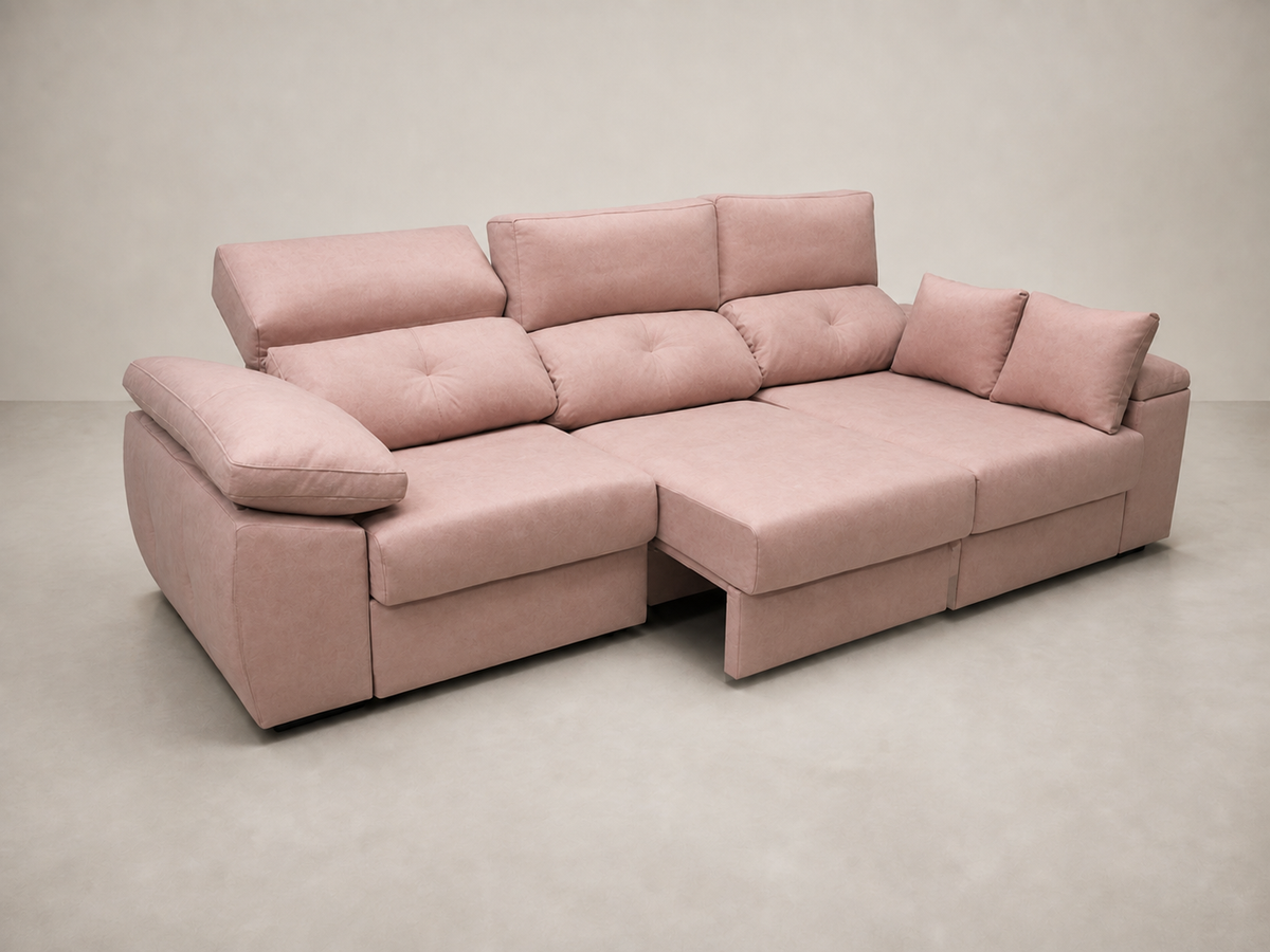 Chaise longue Gredos — vista 3/4 izquierda — Magnol Rosa
