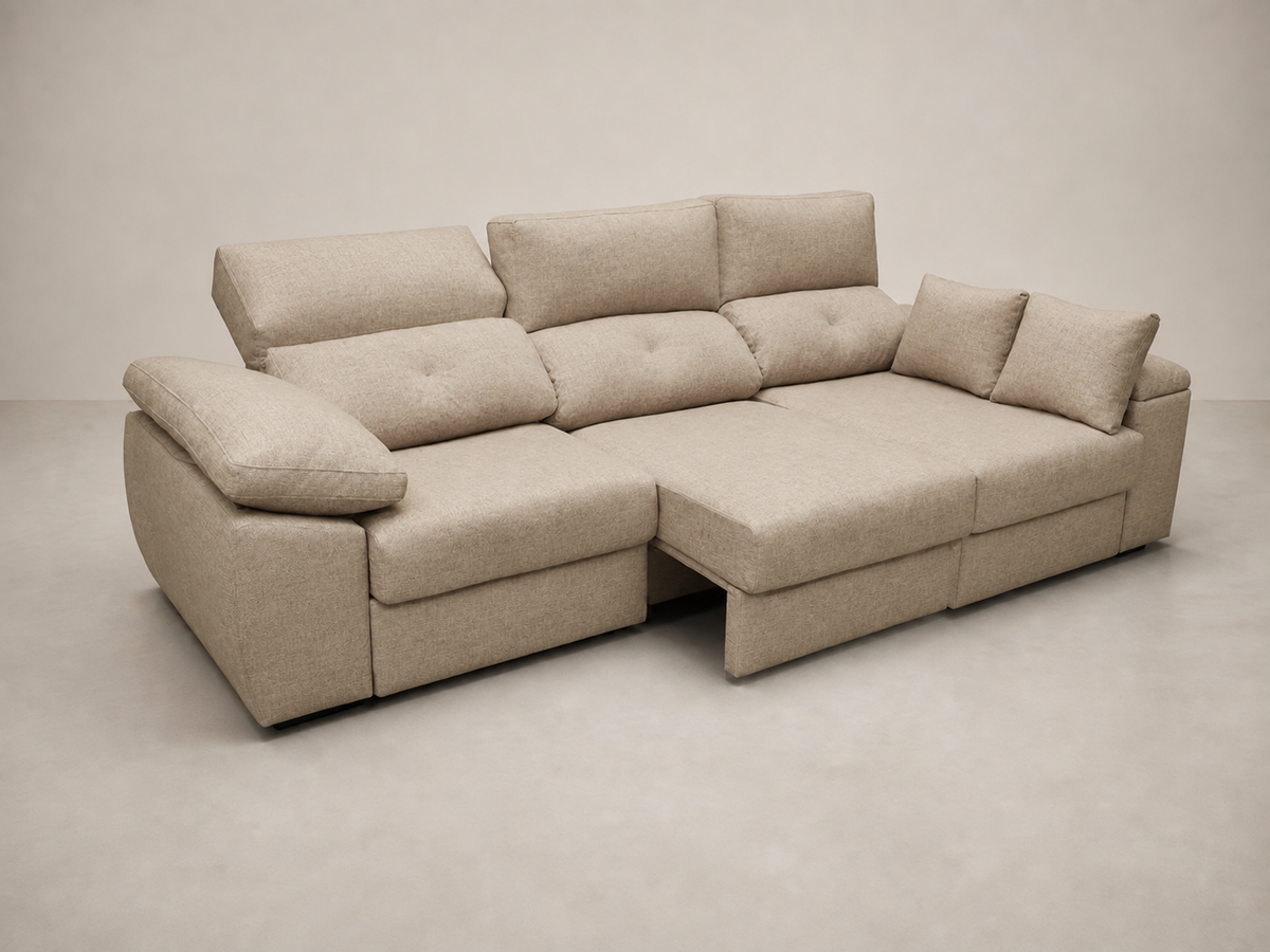 Chaise longue Gredos — vista 3/4 izquierda — Cairo Beig