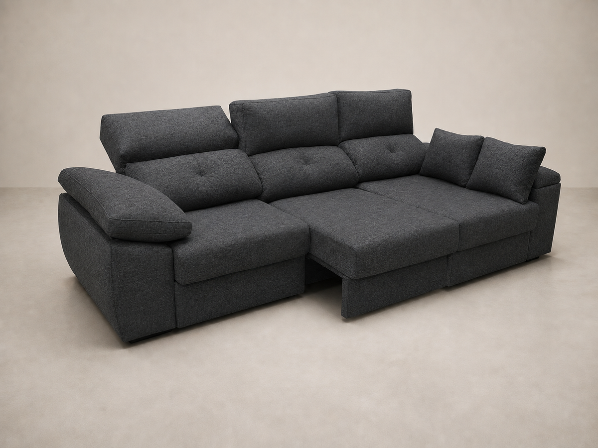 Chaise longue Gredos — vista 3/4 izquierda — Cairo Grafito