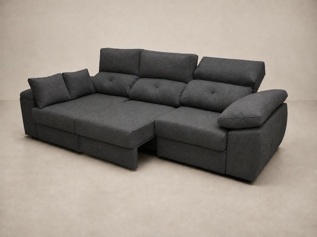 Chaise longue Gredos — vista 3/4 derecha — Cairo Antracita