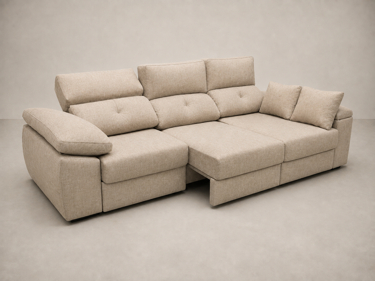 Chaise longue Gredos — vista 3/4 derecha — Cairo Beig