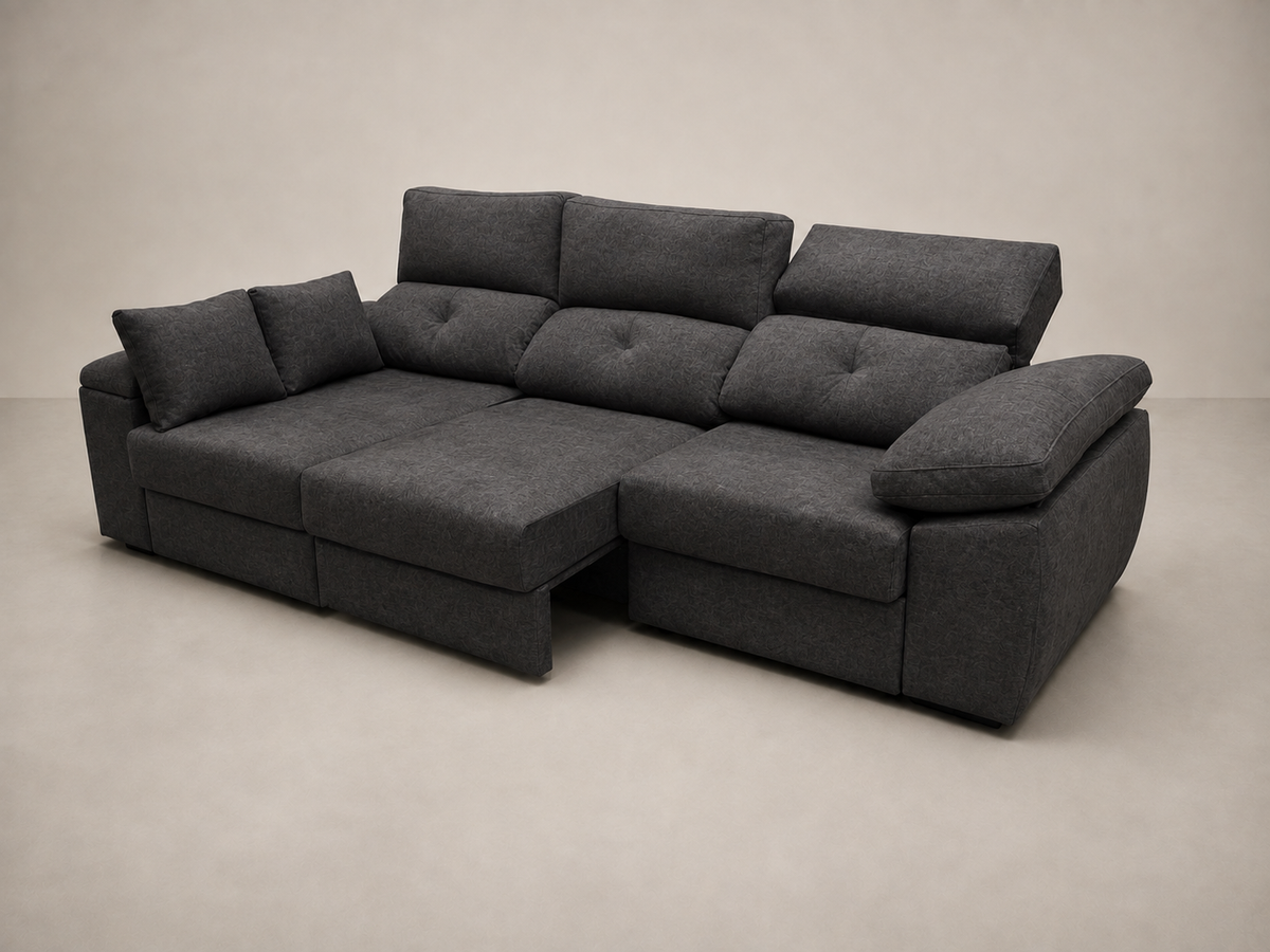 Chaise longue Gredos — vista 3/4 derecha — Cairo Grafito