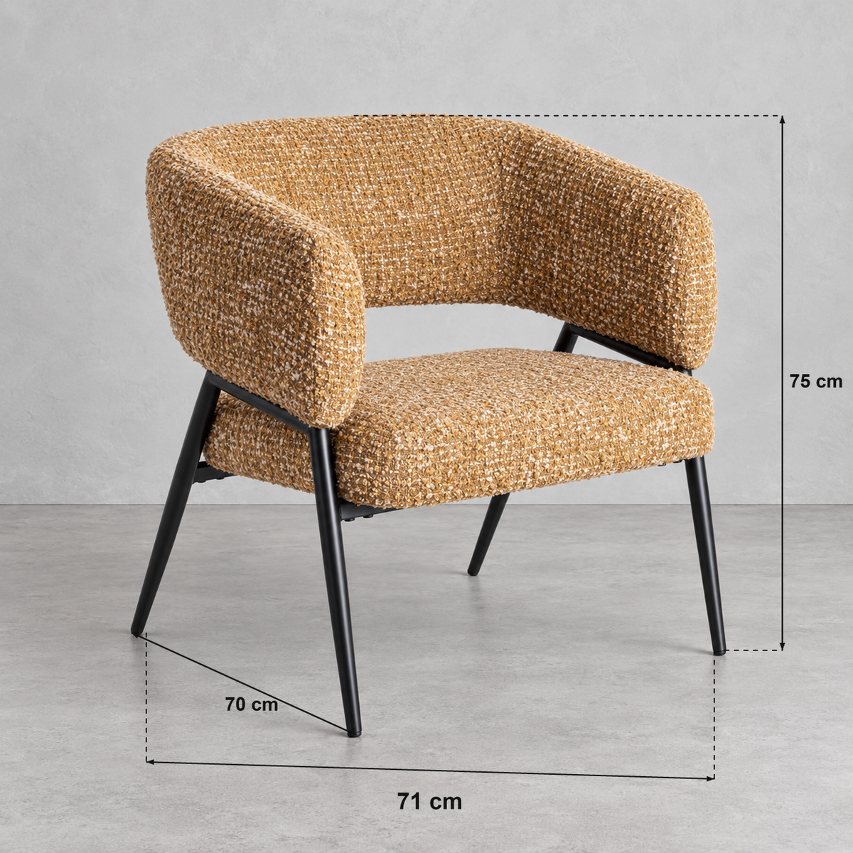 MUSTARD ARMCHAIR FABRIC-METAL LIVING ROOM 71 X 70 X 75 CM