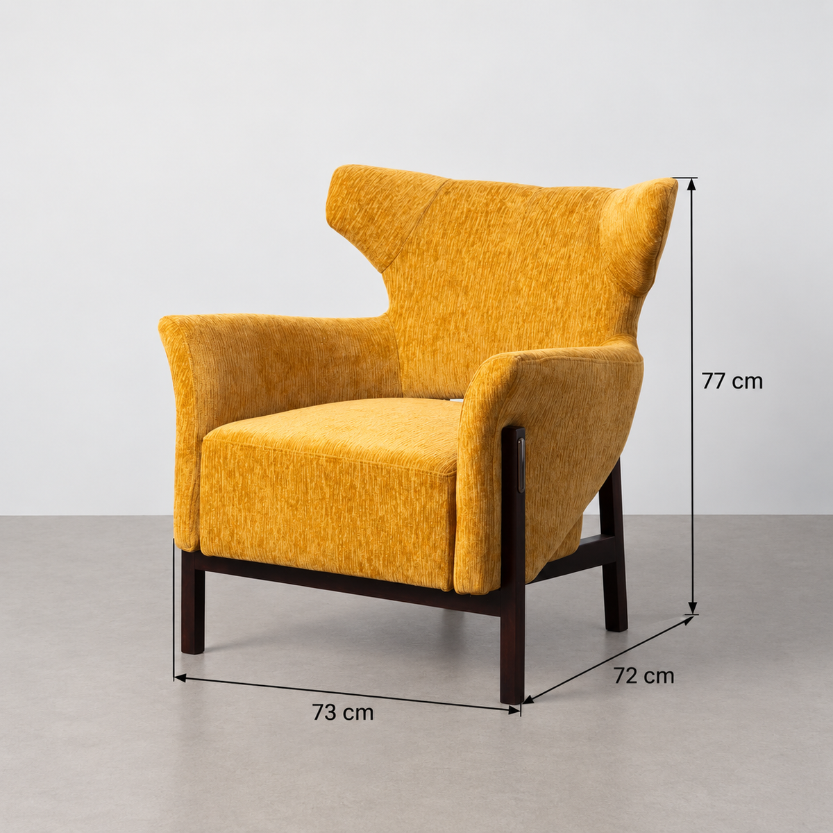 Guía de medidas de PEACH ARMCHAIR FABRIC-WOOD LIVING ROOM 73 X 72 X 77 CM
