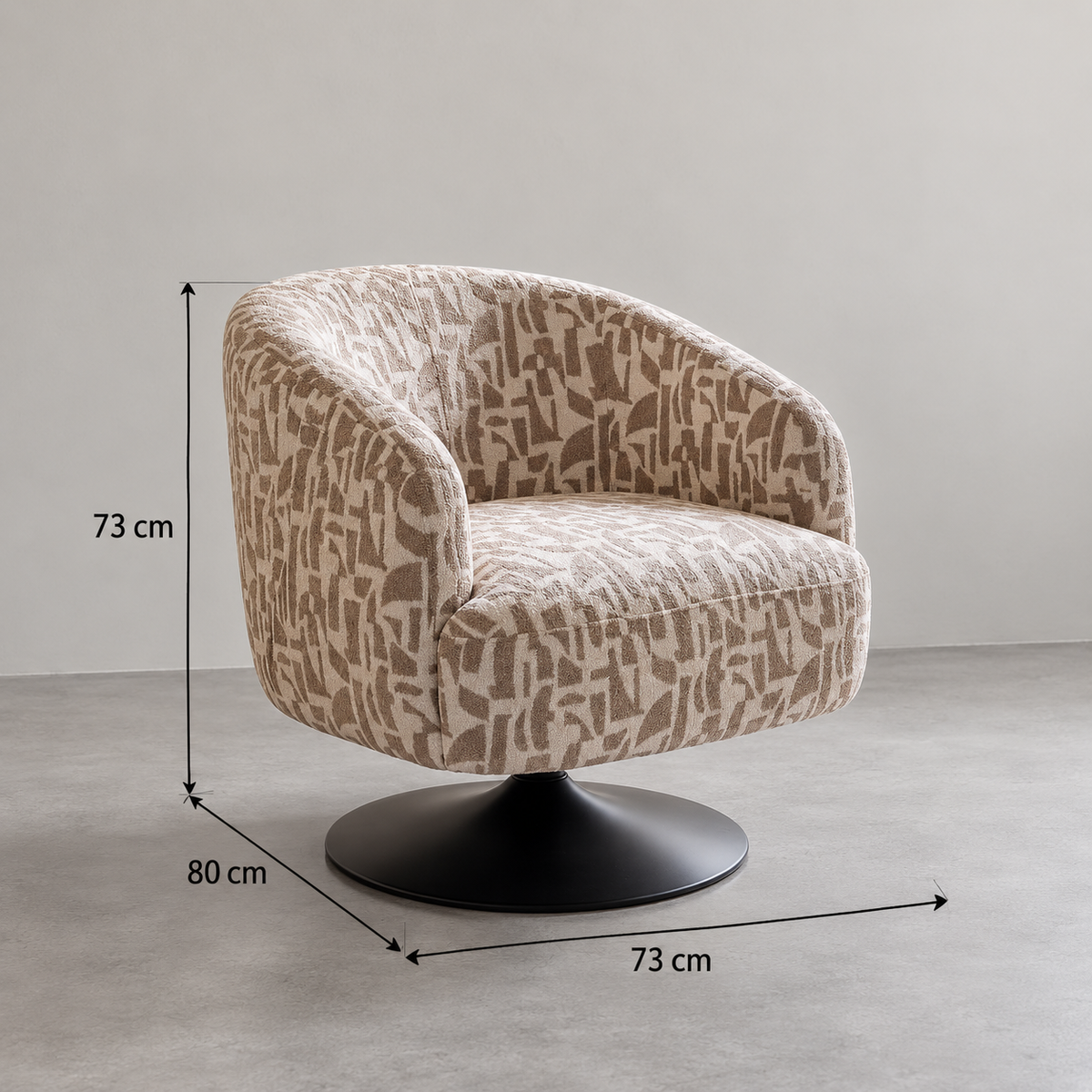 Ficha de medidas Onix crema 73 x 80 x 73 cm