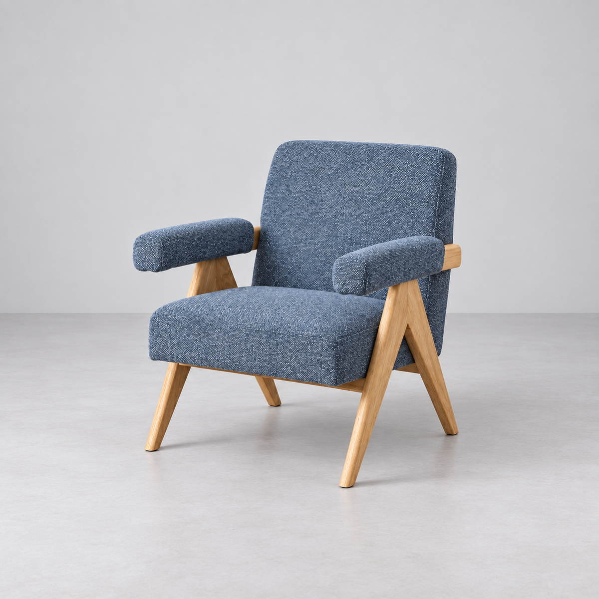 BLUE FABRIC-WOOD ARMCHAIR LIVING ROOM 74 X 76 X 85 CM