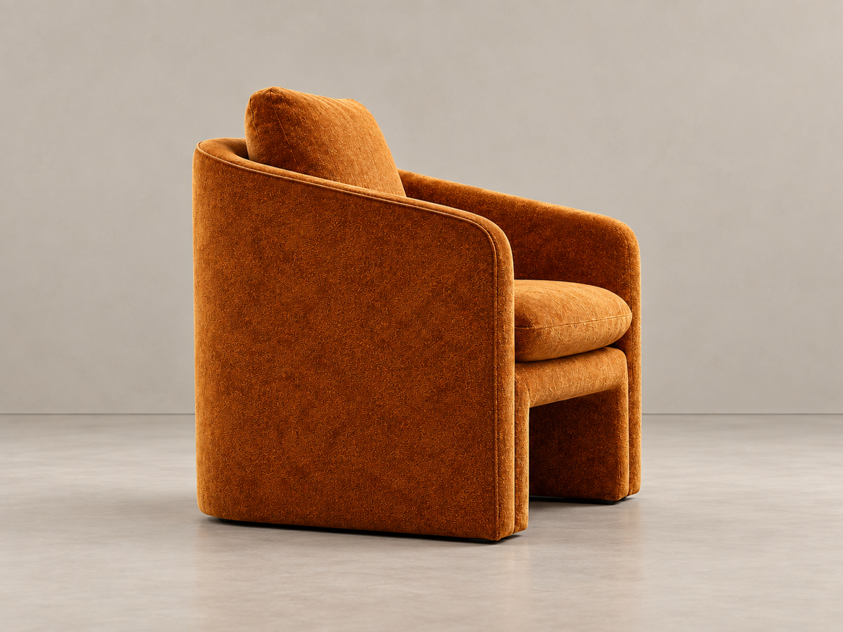 OCHRE FABRIC-WOOD ARMCHAIR 76 X 68 X 81 CM
