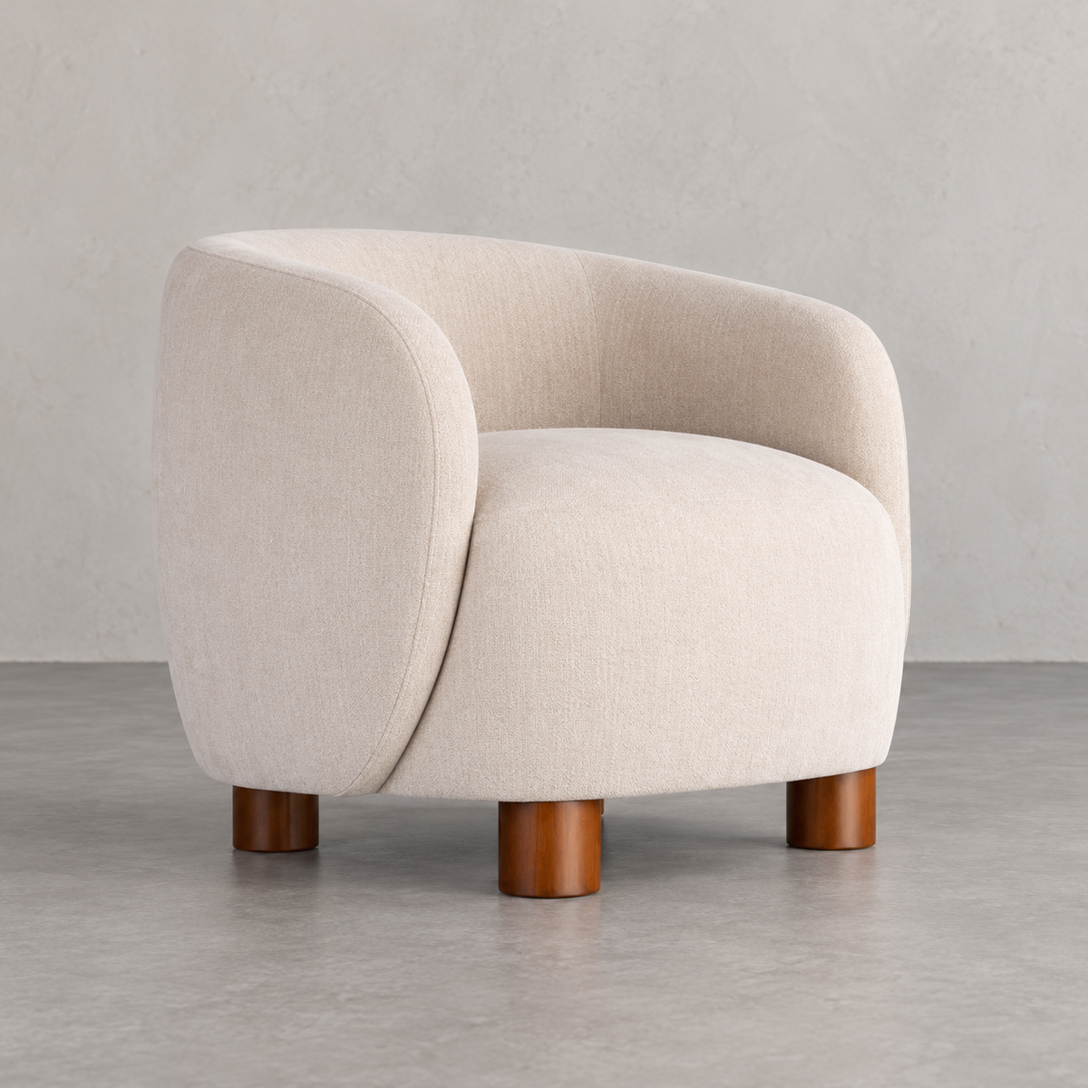 Vista lateral del sillón Sol crema jaspeado IXIA-616835