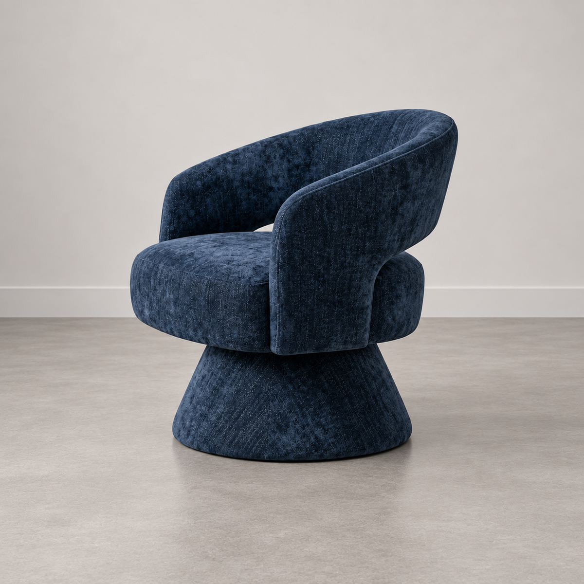 BLUE SWIVEL ARMCHAIR FABRIC-WOOD 71 X 68 X 72 CM