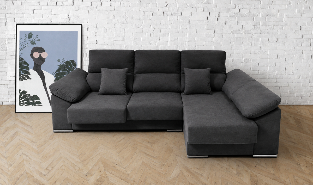 Sofá chaise longue Matias Cairo Antracita - derecha