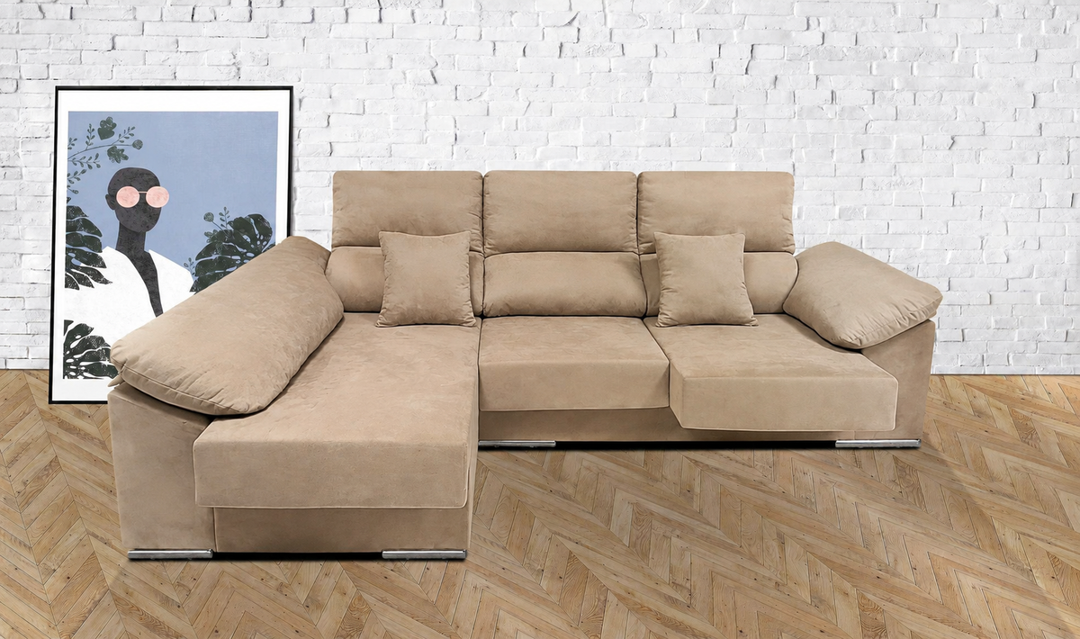 Sofá chaise longue Matias Cairo Beig Oscuro - izquierda