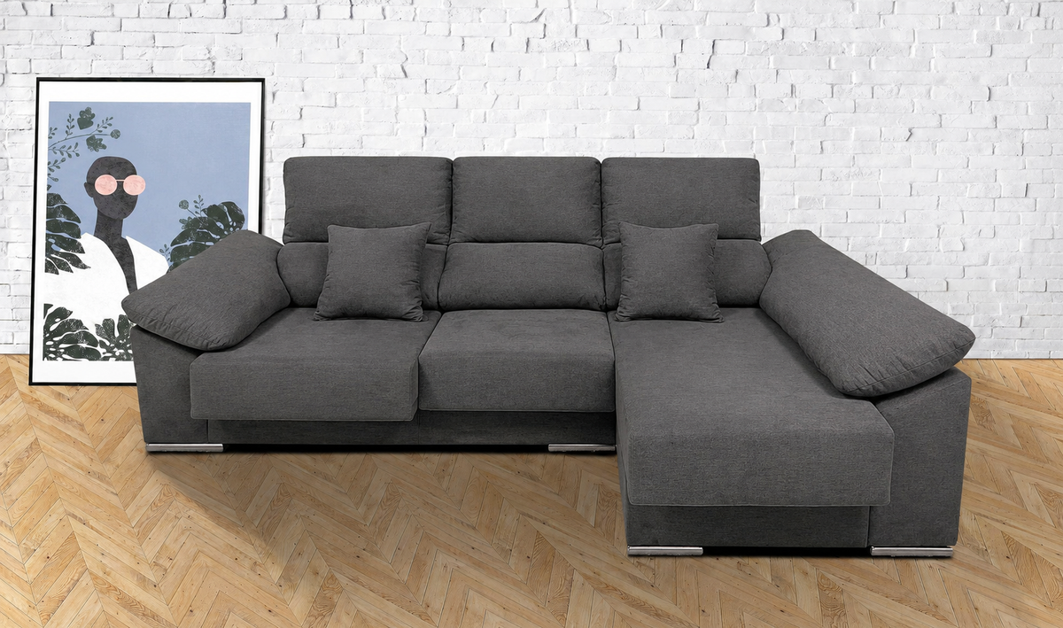 Sofá chaise longue Matias Cairo Grafito - derecha