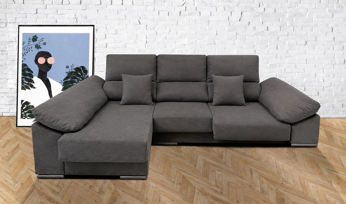 Sofá chaise longue Matias Cairo Grafito - izquierda