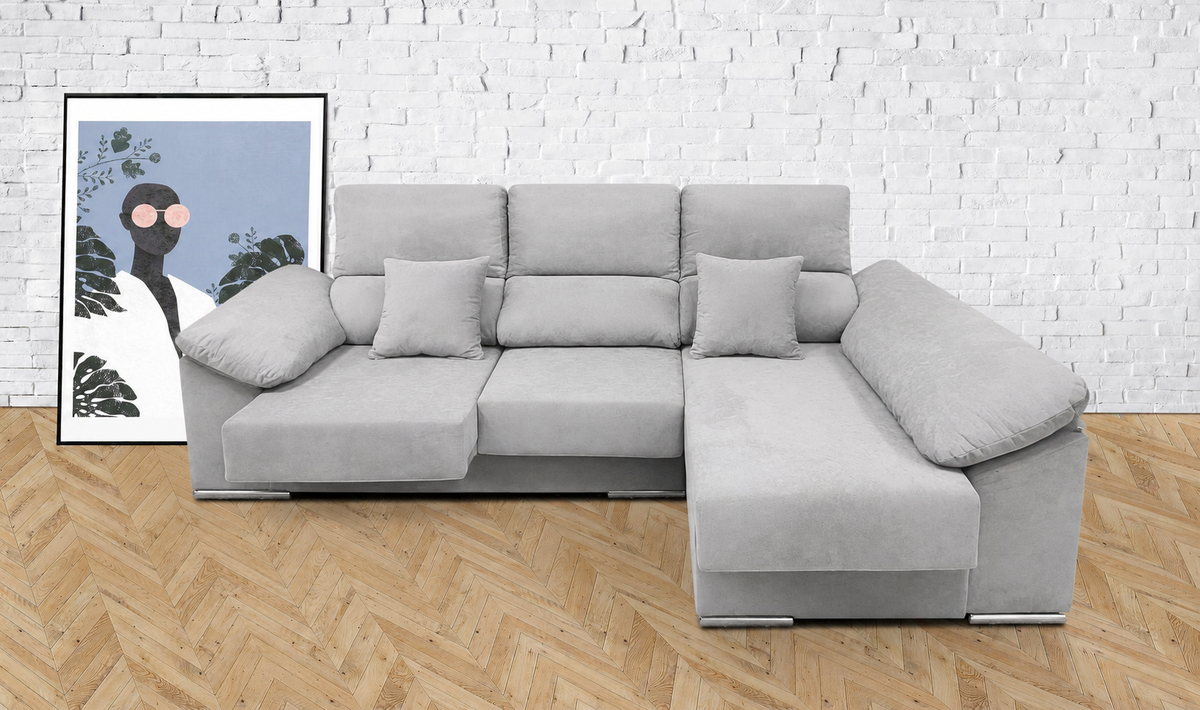 Sofá chaise longue Matias Edi Plata - derecha