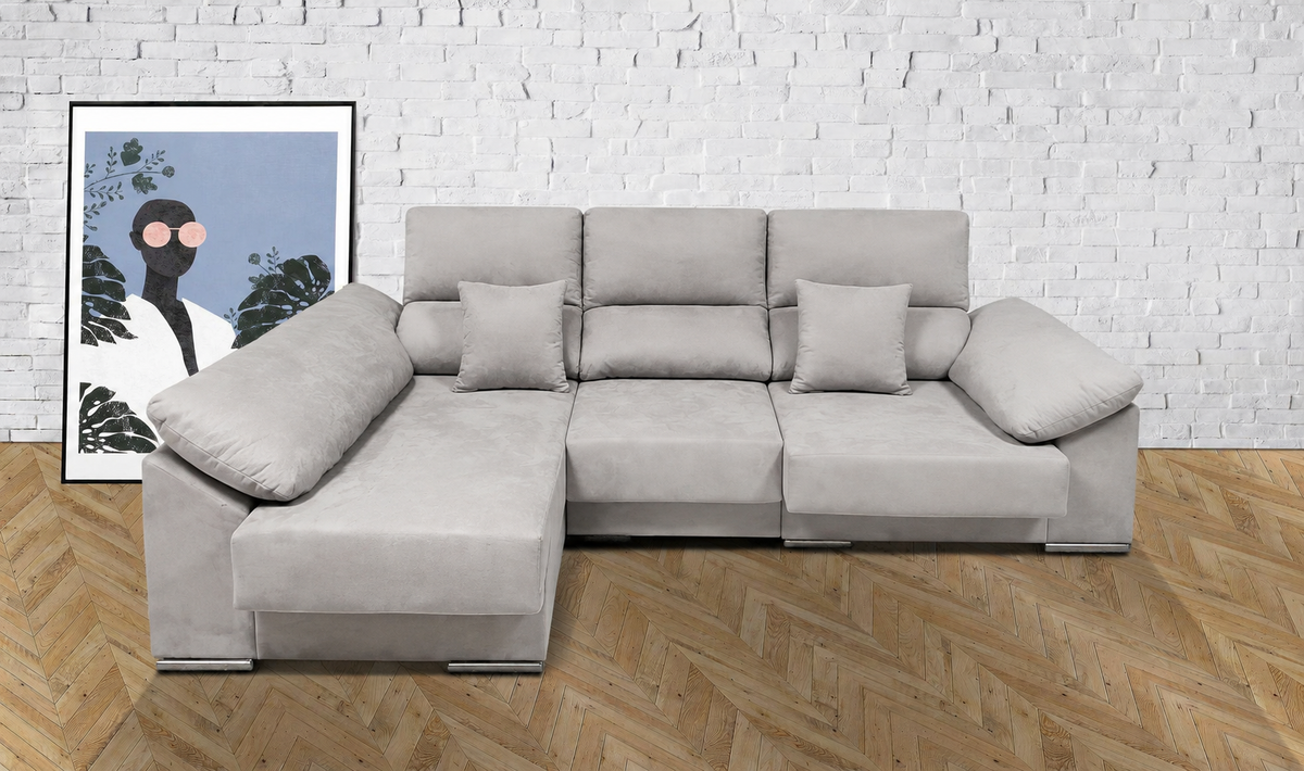 Sofá chaise longue Matias Edi Plata - izquierda